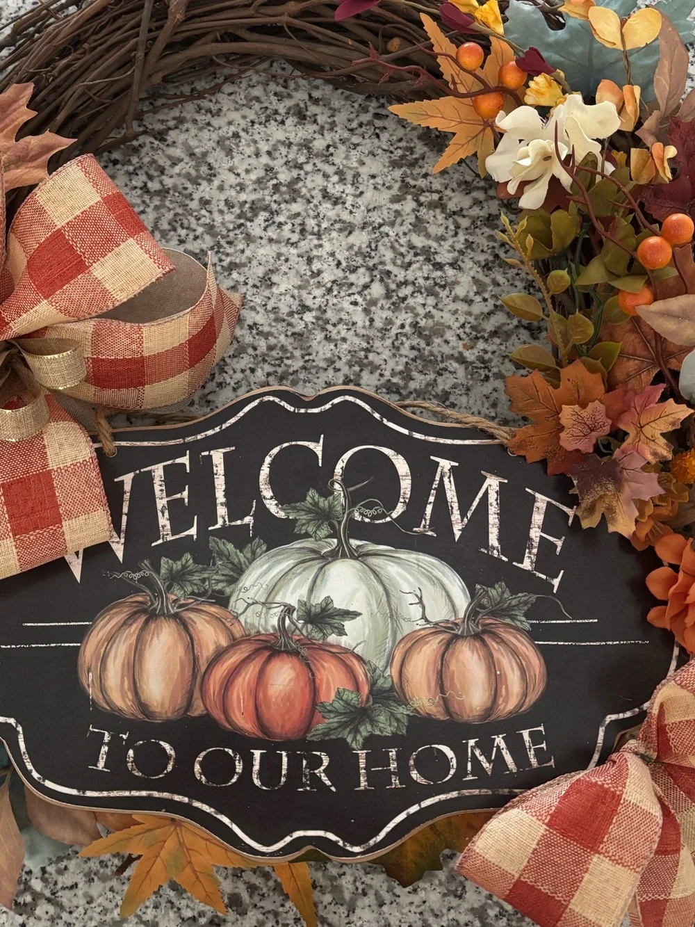 Autumn Country RusticFarmhouse Welcome Wreath Handmade w/Sign Custom Final Sale